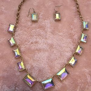 AB crystal necklace and earring set